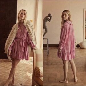 Doen Madge Nightgown Dress Rosey St Germain Plaid Pink Size XXS